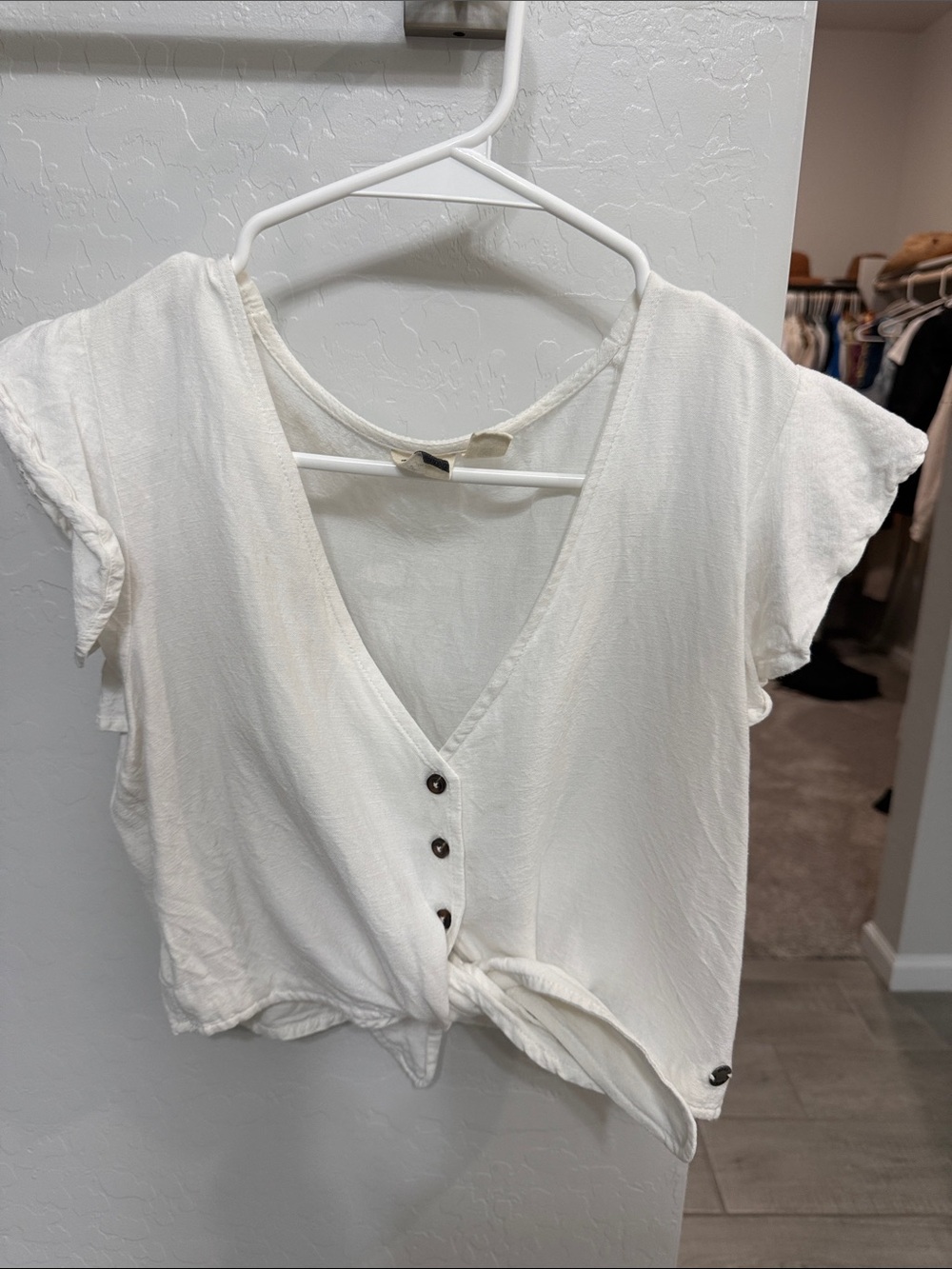 Roxy Linen Tie-Front V-Neck Women's Top